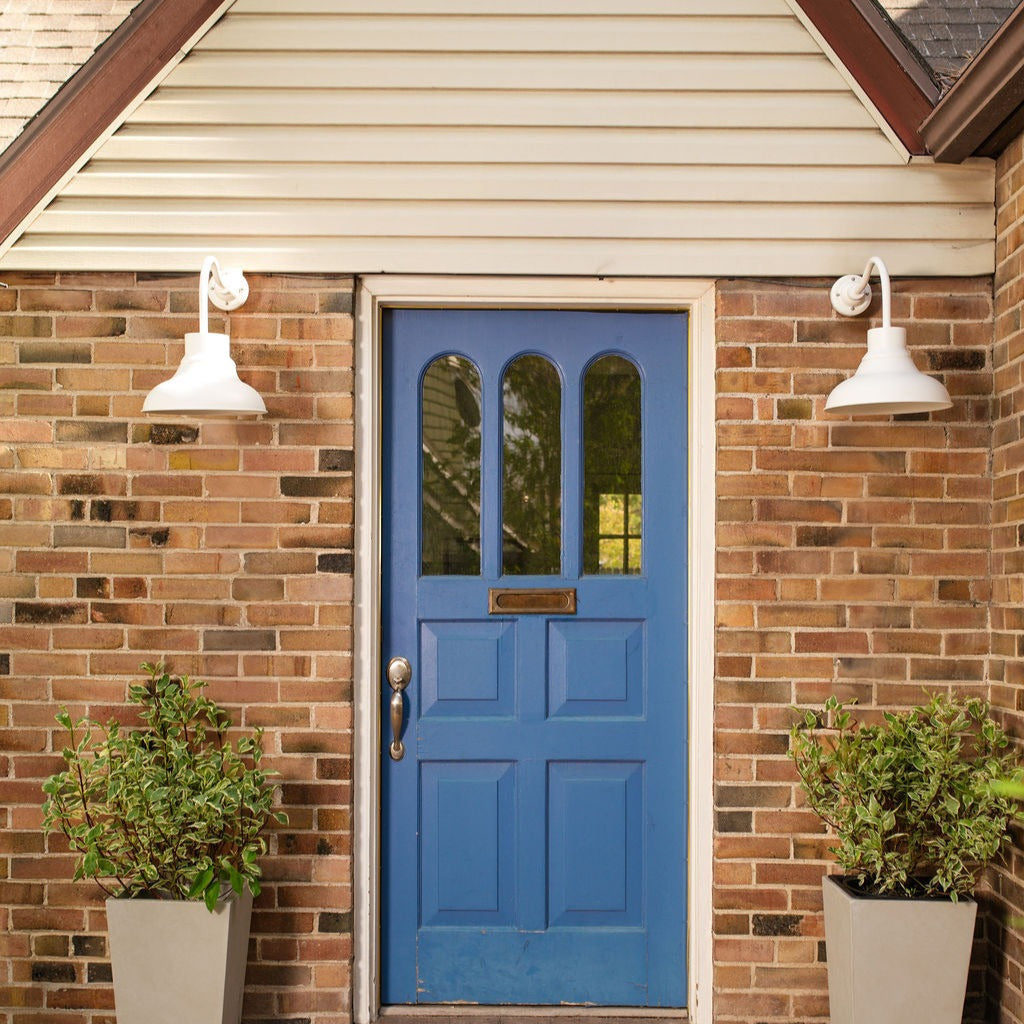 White outdoor lighting by Post & Porch, home of curb appeal accessories for the front porch and beyond