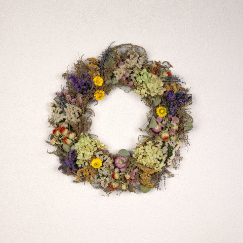The Meadow Dried Wildflower and Hydrangea Wreath product photo