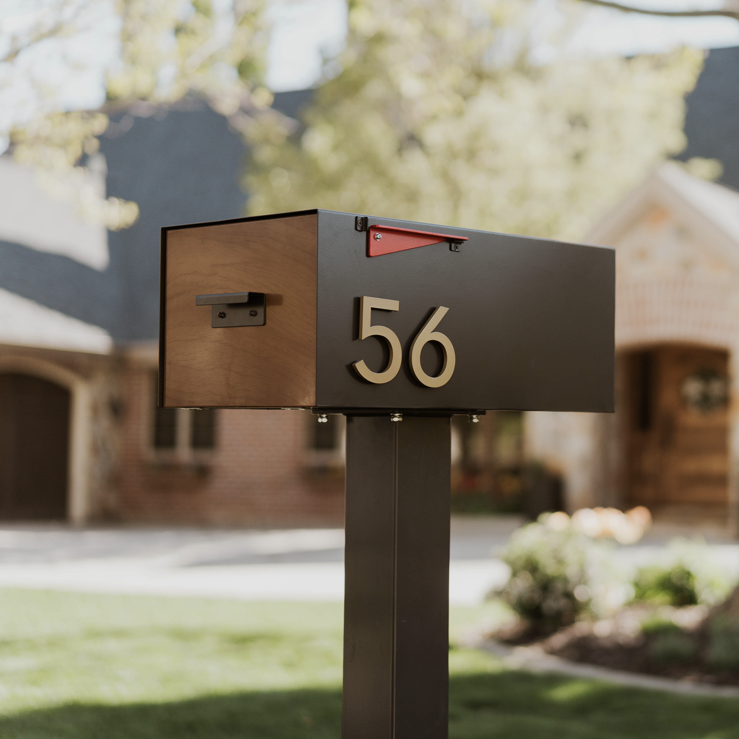 Large Malone Post-Mounted Mailbox with Sublimated Wood Door